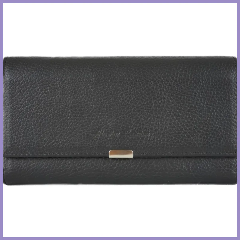 Absolut Leather 7 zsebes női bőr pénztárca, pincérpénztárca, bőr, fekete lupusbag-hu 1