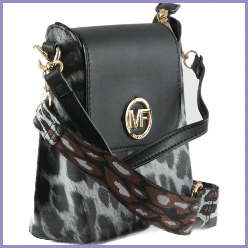 Állatmintás merev válltáska, műbőr, fekete párduc lupusbag-hu 2