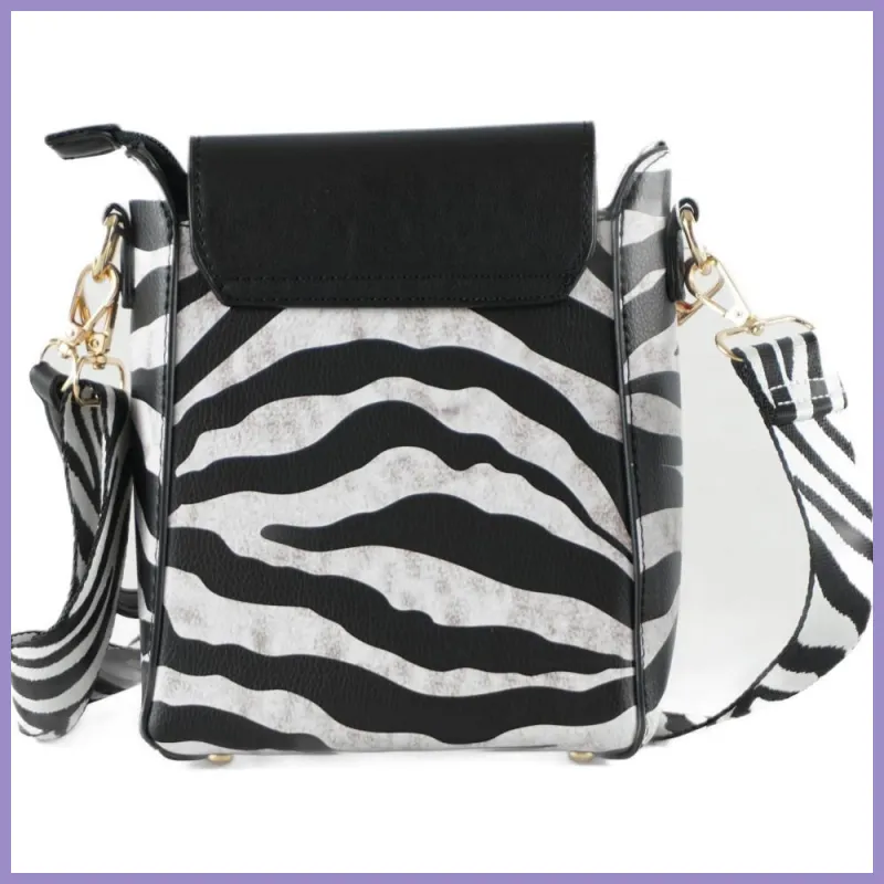 Állatmintás merev válltáska, műbőr, zebra lupusbag-hu 3