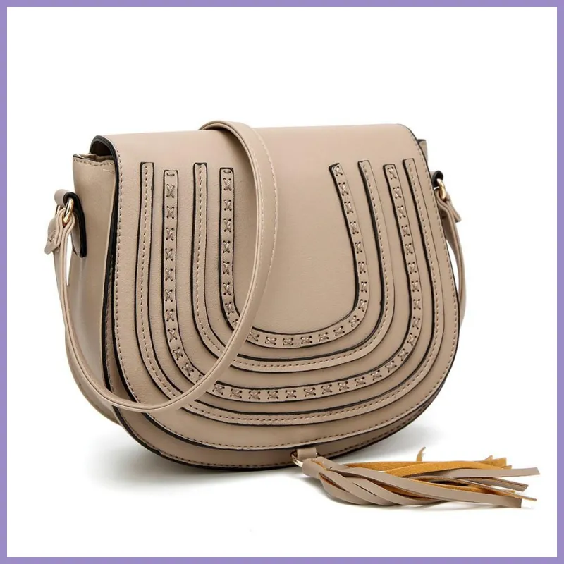 Bojttal díszített női táska, műbőr, szürke lupusbag-hu 2