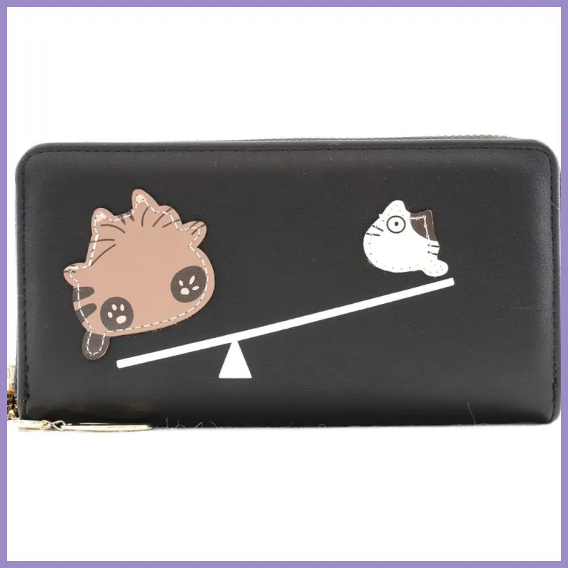 Cicás női pénztárca libikókás, műbőr, fekete lupusbag-hu 1