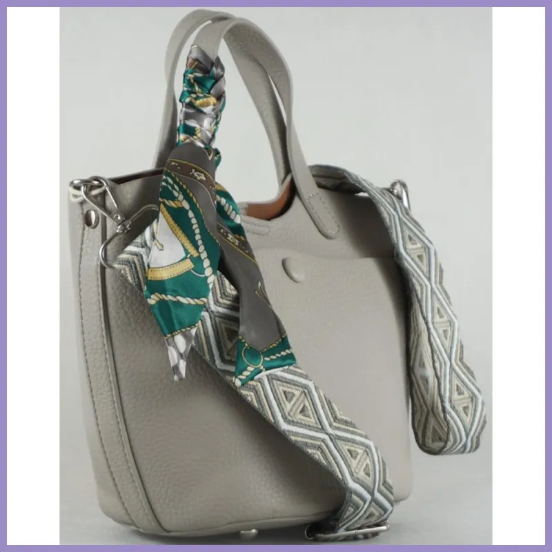 Csinos női kézitáska szalaggal, műbőr, szürke lupusbag-hu 2