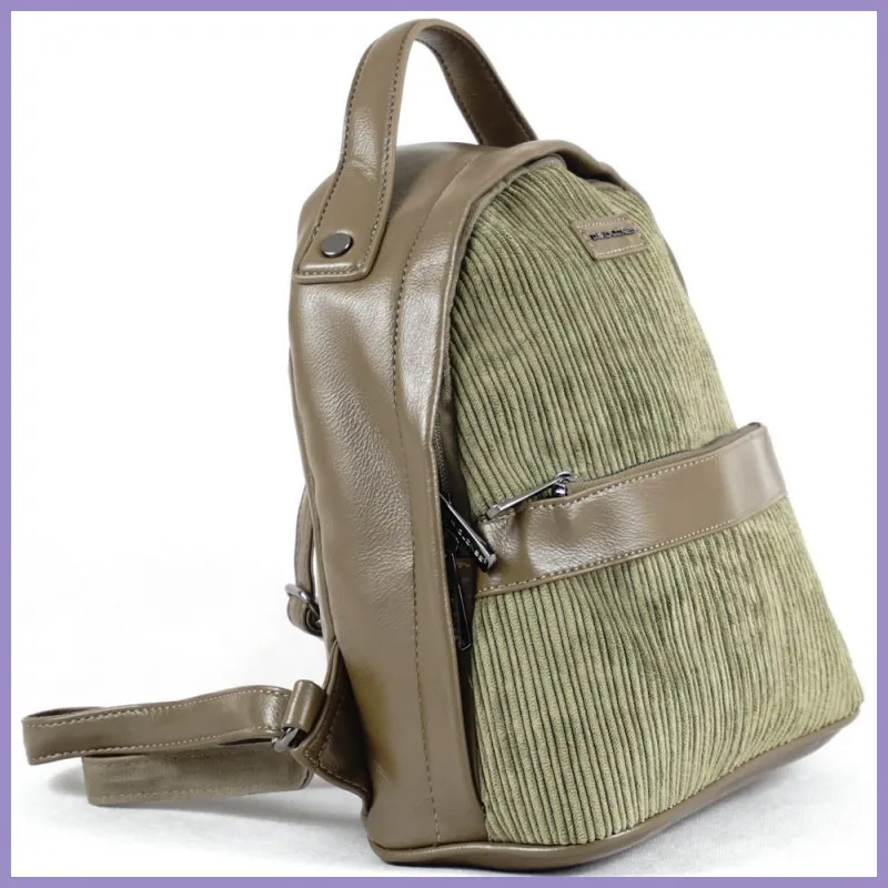David Jones női hátitáska kordbársony, khaki lupusbag-hu 2