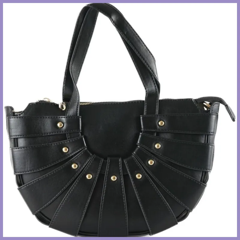 Divatos különleges női kézitáska, műbőr, fekete lupusbag-hu 1