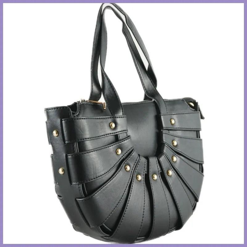 Divatos különleges női kézitáska, műbőr, fekete lupusbag-hu 2