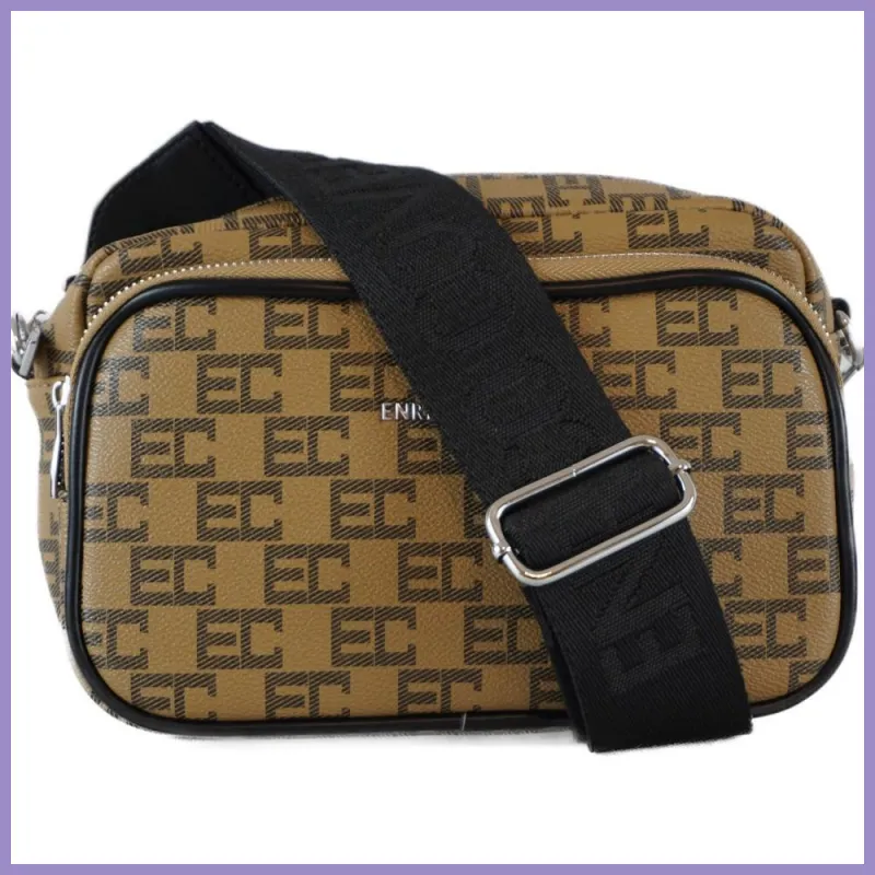 Duplarekeszes női keresztpántos táska széles pánttal, műbőr, barna lupusbag-hu 1