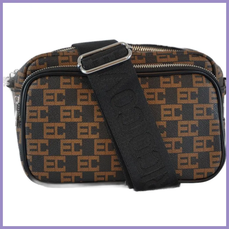 Duplarekeszes női keresztpántos táska széles pánttal, műbőr, fekete lupusbag-hu 1