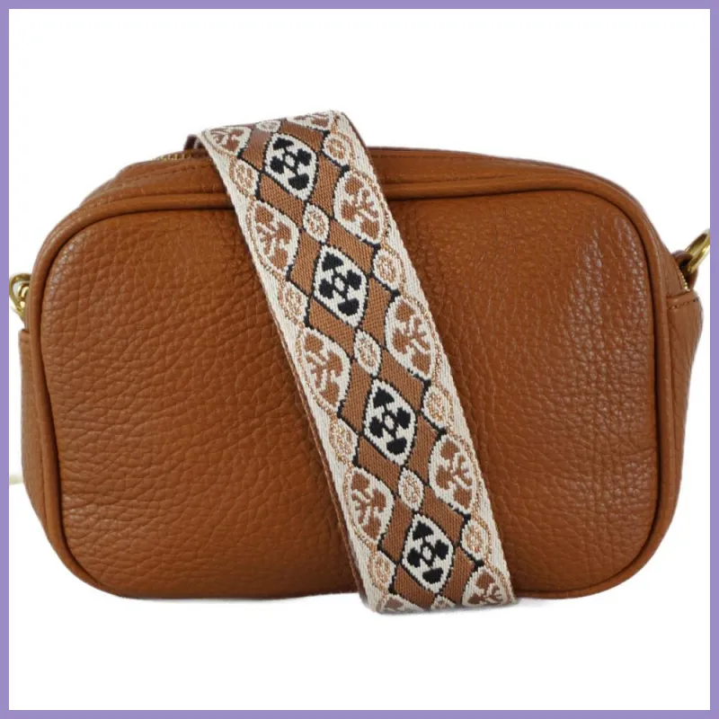 Duplarekeszes női keresztpántos táska szép pánttal, műbőr, barna lupusbag-hu 1