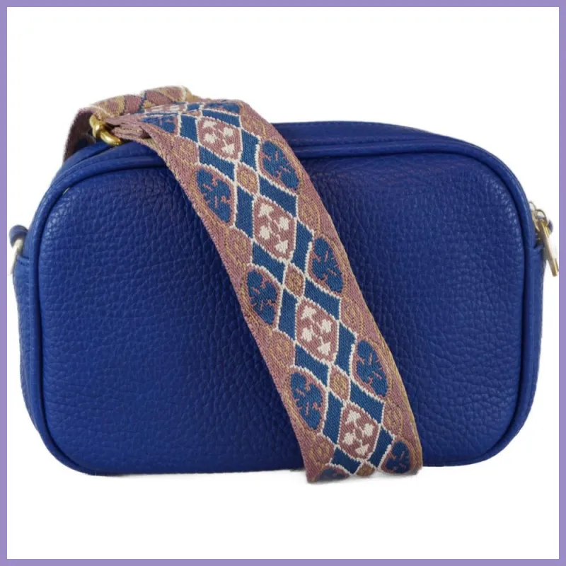 Duplarekeszes női keresztpántos táska szép pánttal, műbőr, kék lupusbag-hu 1