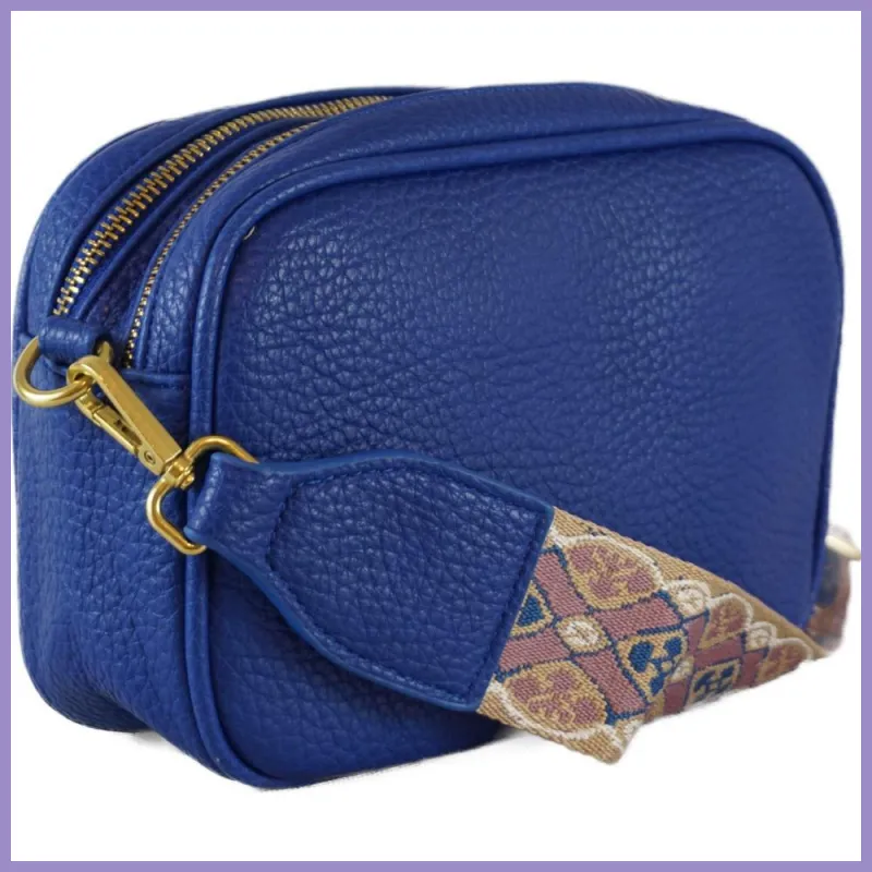 Duplarekeszes női keresztpántos táska szép pánttal, műbőr, kék lupusbag-hu 2