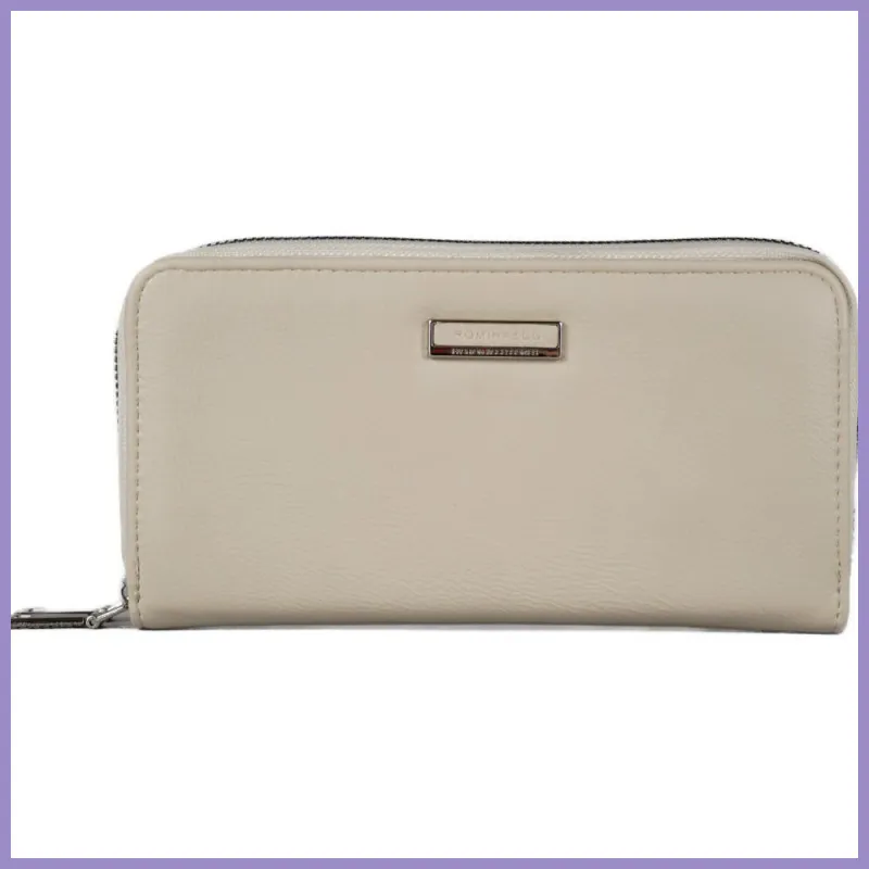 Duplarekeszes női pénztárca felirattal, műbőr, bézs lupusbag-hu 1