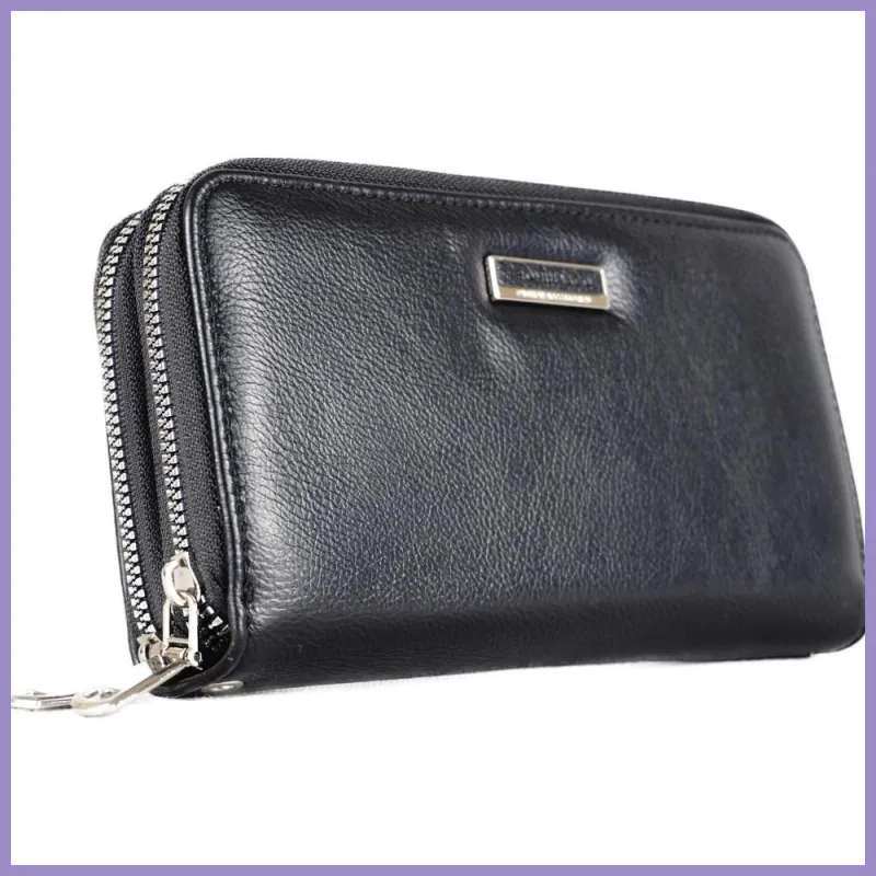 Duplarekeszes női pénztárca felirattal, műbőr, fekete lupusbag-hu 2