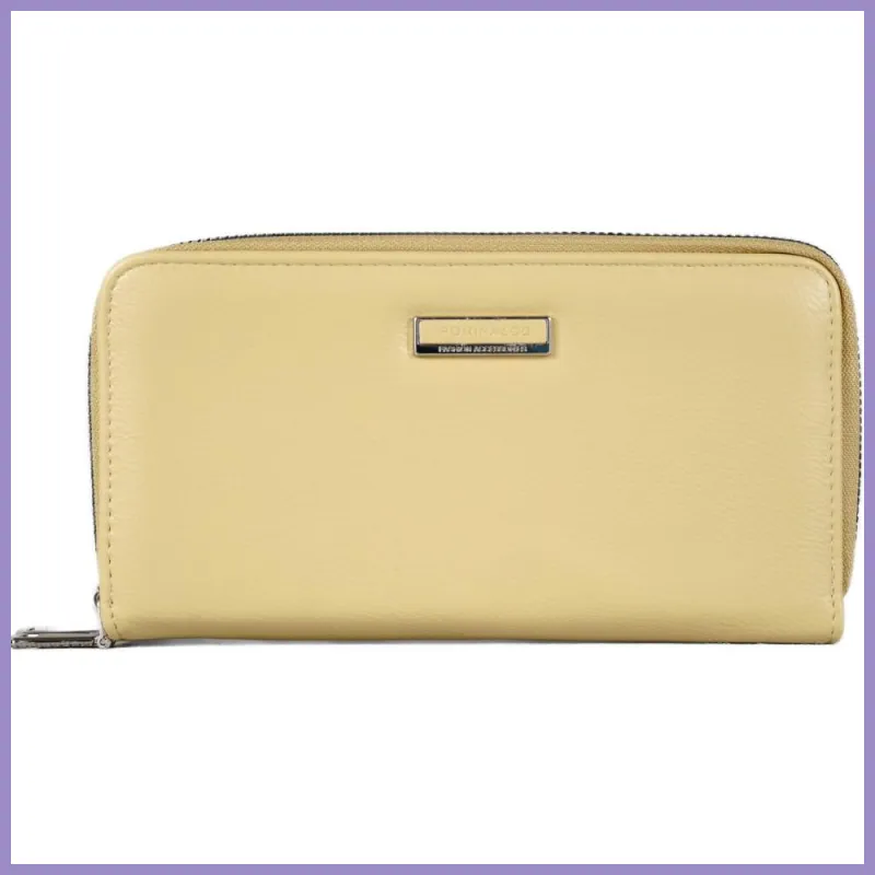 Duplarekeszes női pénztárca felirattal, műbőr, sárga lupusbag-hu 1