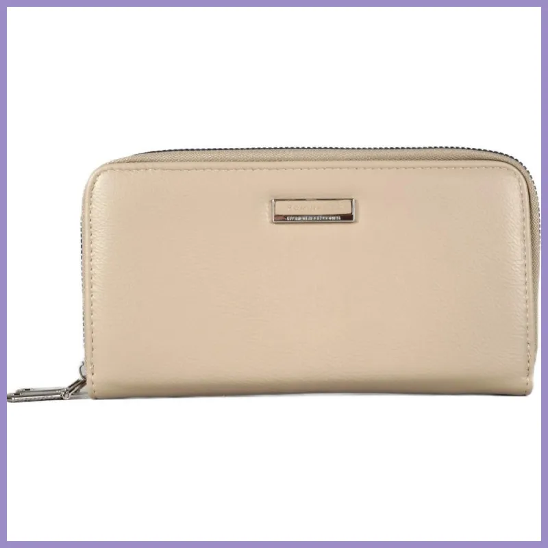 Duplarekeszes női pénztárca felirattal, műbőr, világosbarna lupusbag-hu 1