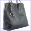 Egyszerű női válltáska karikával, műbőr, fekete lupusbag-hu 3