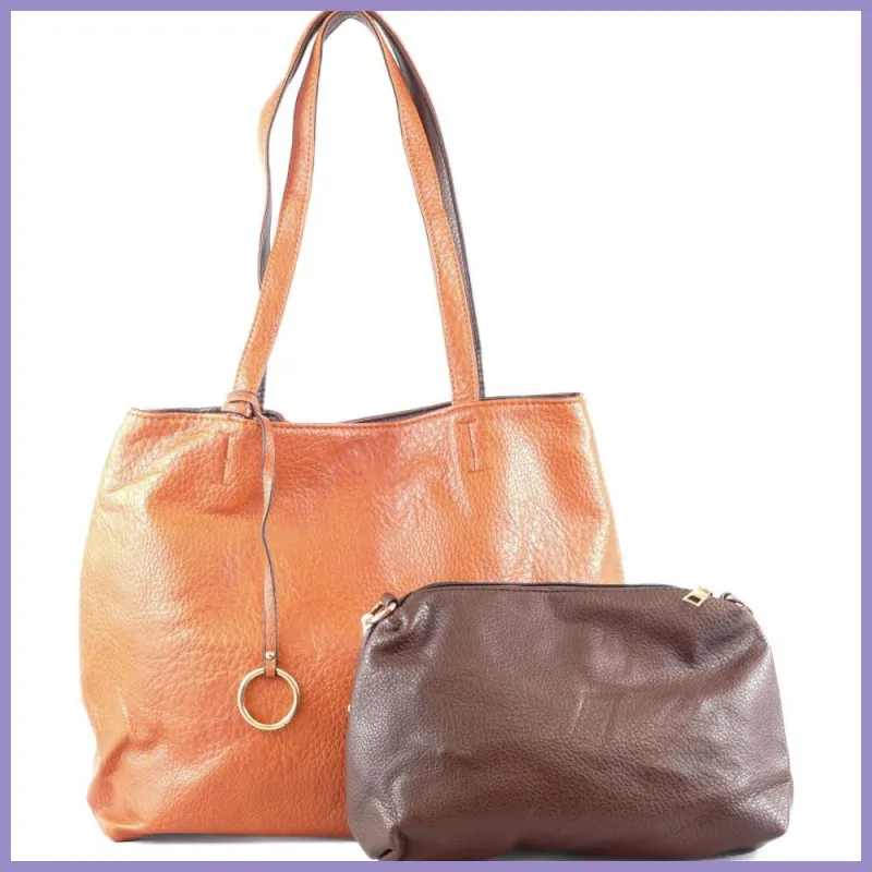 Egyszerű női válltáska karikával, műbőr, narancssárga lupusbag-hu 1