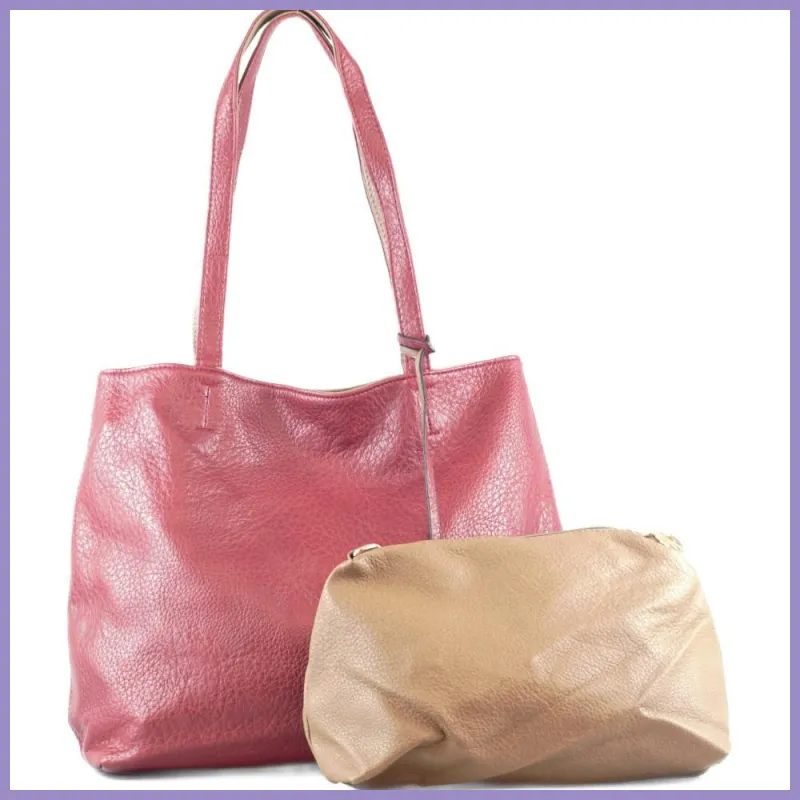 Egyszerű női válltáska karikával, műbőr, piros lupusbag-hu 1