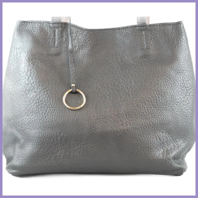Egyszerű női válltáska karikával, műbőr, szürke lupusbag-hu 2
