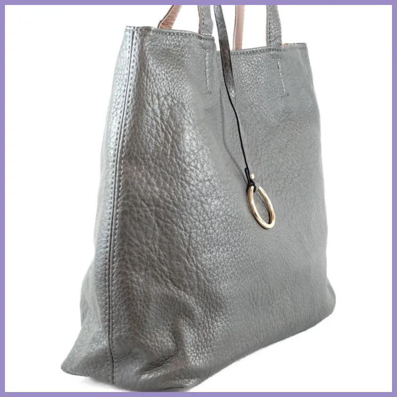 Egyszerű női válltáska karikával, műbőr, szürke lupusbag-hu 3