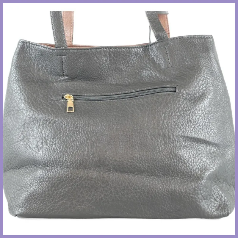Egyszerű női válltáska karikával, műbőr, szürke lupusbag-hu 4