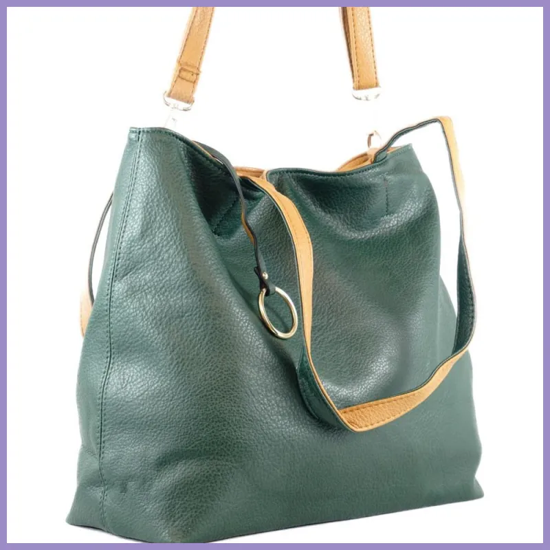 Egyszerű női válltáska karikával, műbőr, szürke lupusbag-hu 6