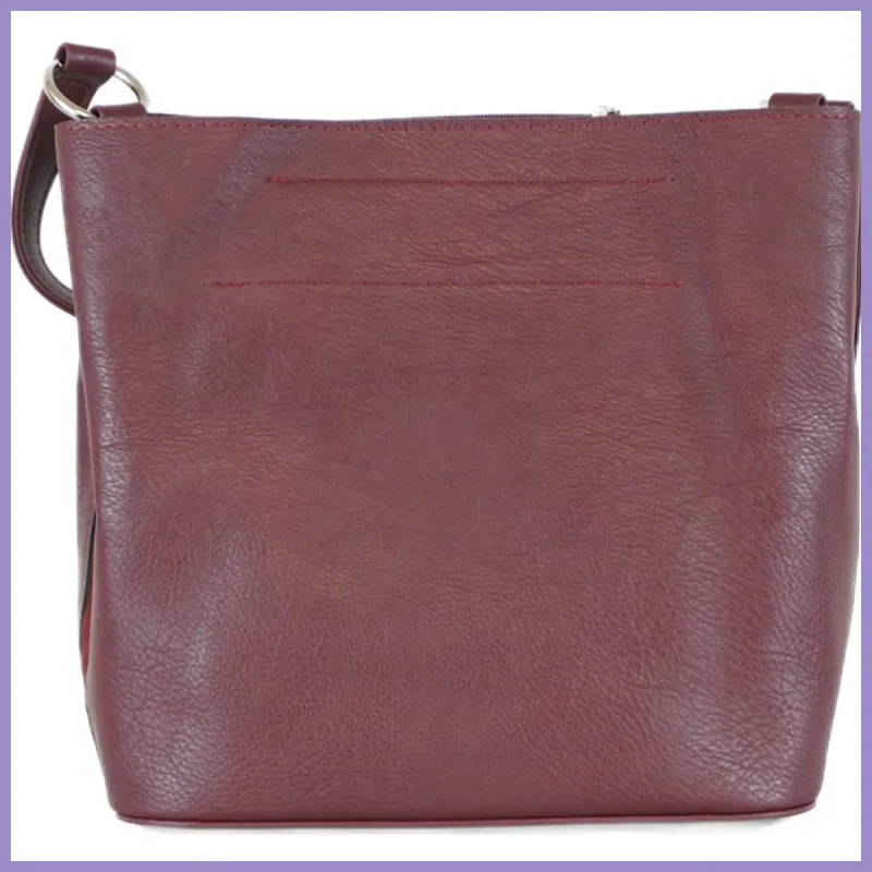 Egyszínű női vlltáska karikás füllel, rostbőr, bordó lupusbag-hu 3