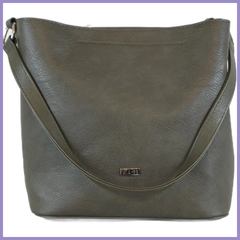 Egyszínű női vlltáska karikás füllel, rostbőr, szürke lupusbag-hu 1