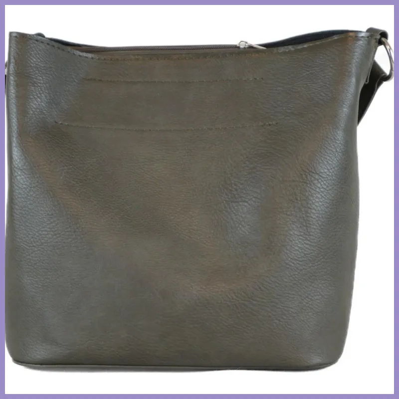 Egyszínű női vlltáska karikás füllel, rostbőr, szürke lupusbag-hu 3