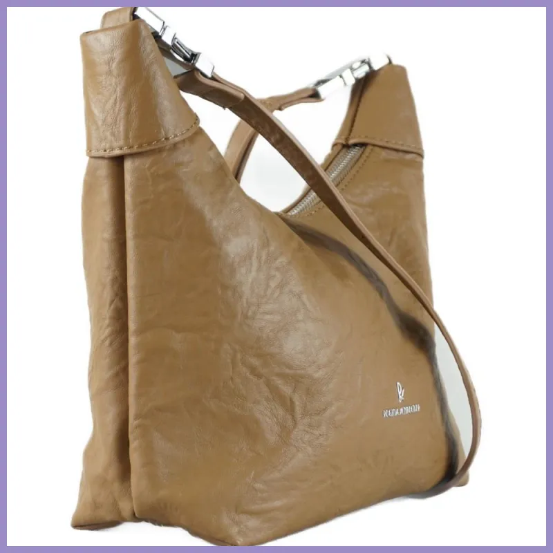 Elegáns oldaltáska gyűrt anyagból, műbőr, barna lupusbag-hu 2