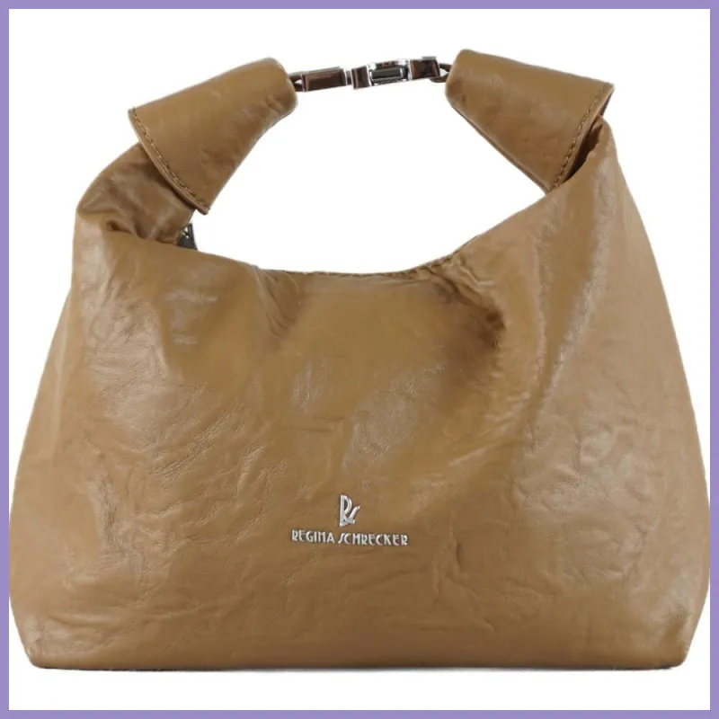 Elegáns oldaltáska gyűrt anyagból, műbőr, barna lupusbag-hu 3