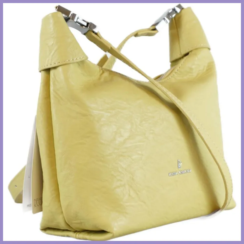 Elegáns oldaltáska gyűrt anyagból, műbőr, sárga lupusbag-hu 2