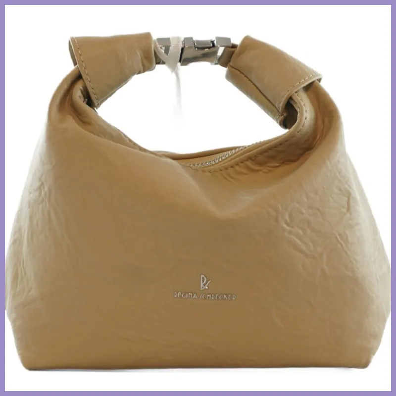 Elegáns oldaltáska gyűrt anyagból, műbőr, világosbarna lupusbag-hu 3