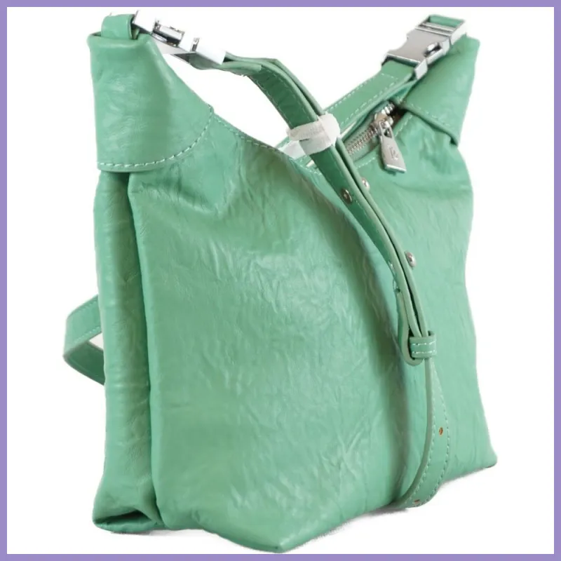 Elegáns oldaltáska gyűrt anyagból, műbőr, zöld lupusbag-hu 2