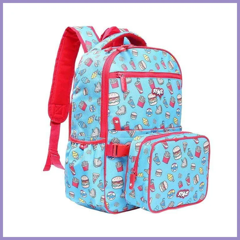 Gyerekhátizsák hamburgeres, poliészter, világoskék lupusbag-hu 1