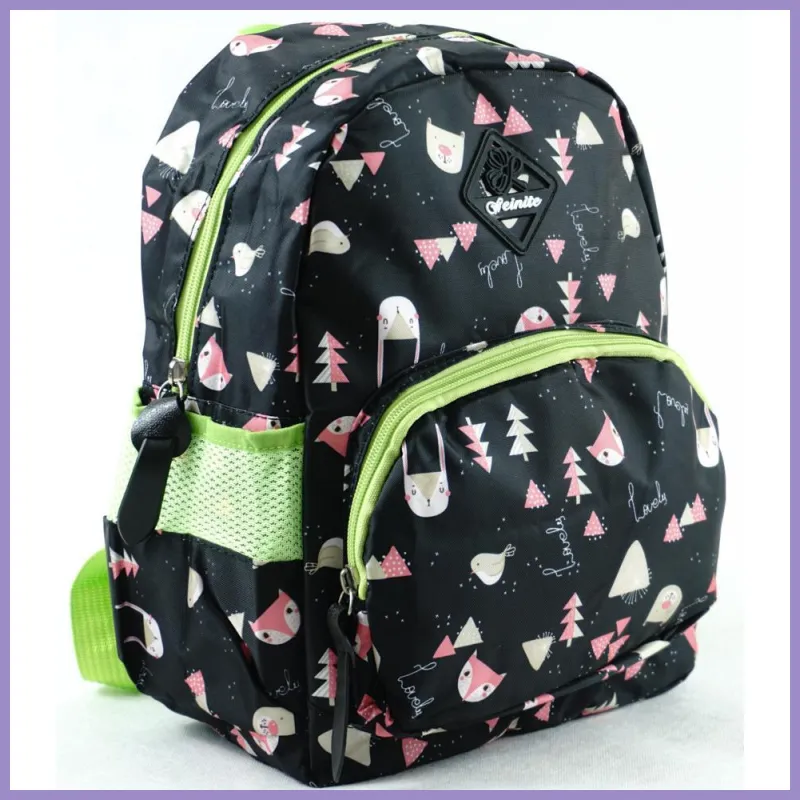 Gyerektáska kisállatos mintával, poliészter, fekete lupusbag-hu 2