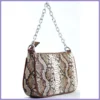 Kígyóbőrmintás láncos női kézitáska, műbőr, barna lupusbag-hu 2