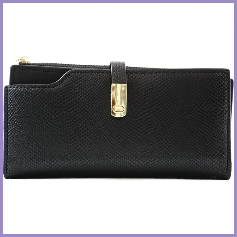 Kígyómintás női pénztárca, műbőr, fekete lupusbag-hu 1