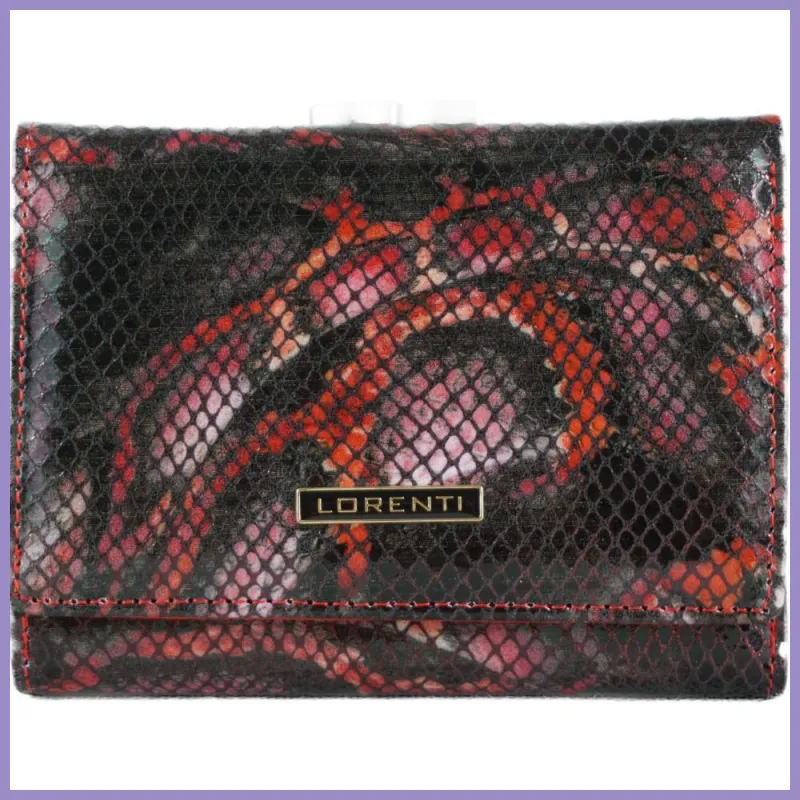 Lorenti 3 rekeszes női pénztárca necc, bőr, piros lupusbag-hu 1