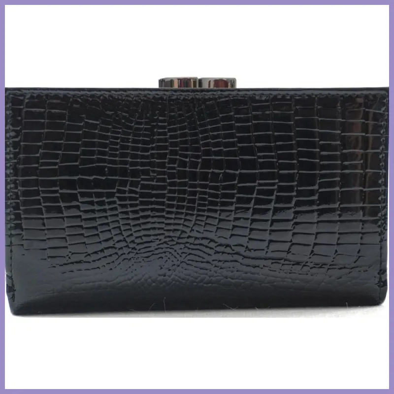 Lorenti női bőr pénztárca kígyóbőr mintával, fekete lupusbag-hu 3