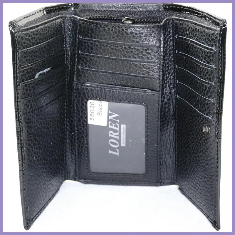 Lorenti női bőr pénztárca kígyóbőr mintával, fekete lupusbag-hu 5