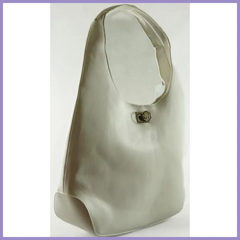 Nagyméretű női válltáska elfordítható csattal, műbőr, fehér, női hobo táska lupusbag-hu 2