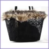 Nagyméretű szőrmés válltáska csipkéből, fekete lupusbag-hu 2