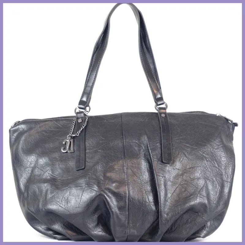 Női egyszerű shopper válltáska, műbőr, fekete lupusbag-hu 1