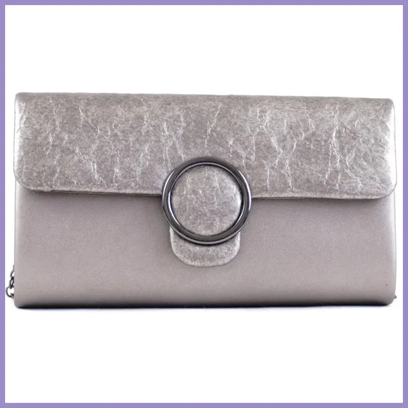 Női elegáns party táska gyűrött mintával, műbőr, ezüst lupusbag-hu 1