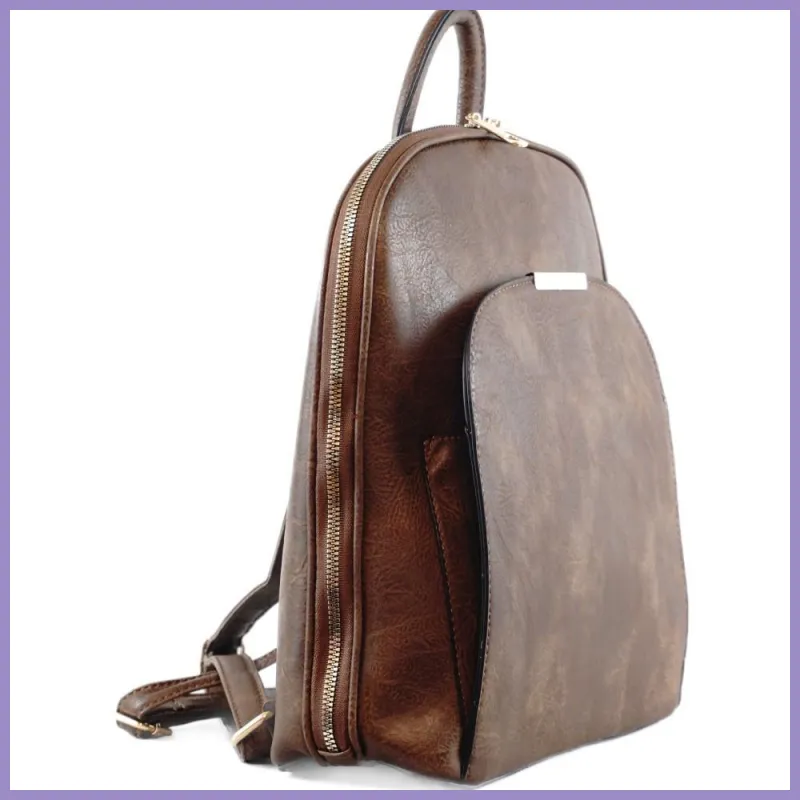 Női hátitáska (válltáskaként is hordható), elöl nagy zseb, műbőr, khaki lupusbag-hu 2