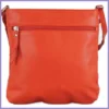 Női keresztpántos kistáska, elején cipzáras zsebbel, bőr, piros lupusbag-hu 3