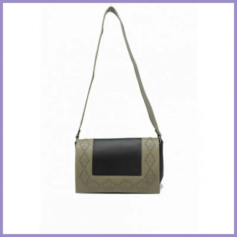 Női keresztpántos táska, geometrikus díszítéssel, műbőr, zöld/fekete lupusbag-hu 1