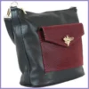 Női kézitáska elején bordó zsebbel, rostbőr, fekete lupusbag-hu 2