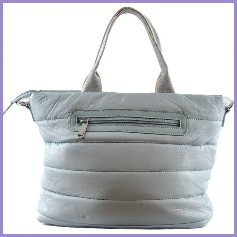 Női kézitáska pufidzseki anyagból, műbőr, kék lupusbag-hu 3