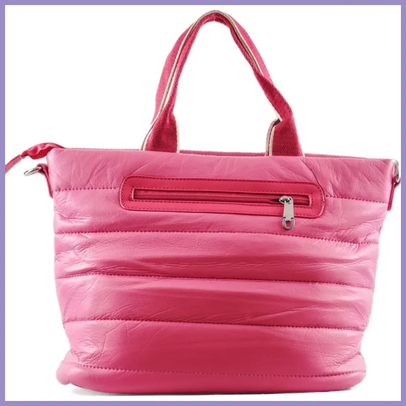 Női kézitáska pufidzseki anyagból, műbőr, pink lupusbag-hu 3